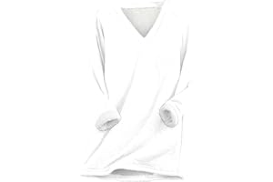 DOLKFU Womens Long Sleeve Comfortable Sweatshirts V Neck Thick Fleece Pullover Tops Soft Warm Winter Sweatshirt