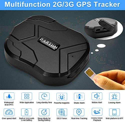 BARTUN 3G GPS Tracker for Vehicles Magnet GPS Locator Real Time Wireless Waterproof IP65 Tracking Devies for Cars Motorcycle Trucks Bike Support Android and iOS 90 Days Standby time