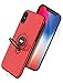 DESOF iPhone X Case, iPhone 10 Case with Ring Holder Kickstand, 360°Adjustable Ring Grip Stand Work with Magnetic Car Mount Anti-Fingerprint Slim Cover for Apple iPhone X (2017) 5.8 inch - Red