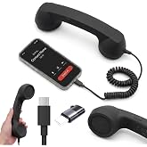 2027 Upgraded Retro Phone Handset for Smartphones, Clear Sound Quality | Type-C Vintage Wired Plug in Handheld Cell Phone Receiver with Microphone, Office Desk Accessory, Plug in and Talk
