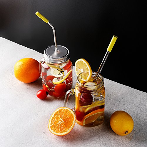 image for Tapleap Stainless Steel Metal Straws With Silicone Tips and Long Brush