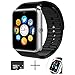GT08 Bluetooth Smart Watch for Android phones，smart watch with SIM Card Slot,Call,Massage,For IOS iphone and Android phones Samsung ZTE Sony LG Smartphones, Sweatproof(Silver-Black)