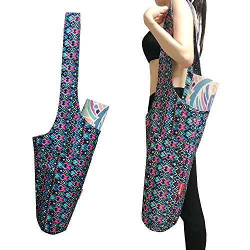 Aozora Yoga Mat Bag | Yoga Mat Tote Sling Carrier with Large Side Pocket & Zipper Pocket | Fits Most Size Mats (Magic)