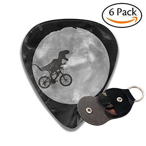 Rex Bicycle Moon Dinosaur Guitar Picks 6 Pack Best Stocking Stuffer Gifts For Men Women Guitarist Three Sizes To Choose From .71mm