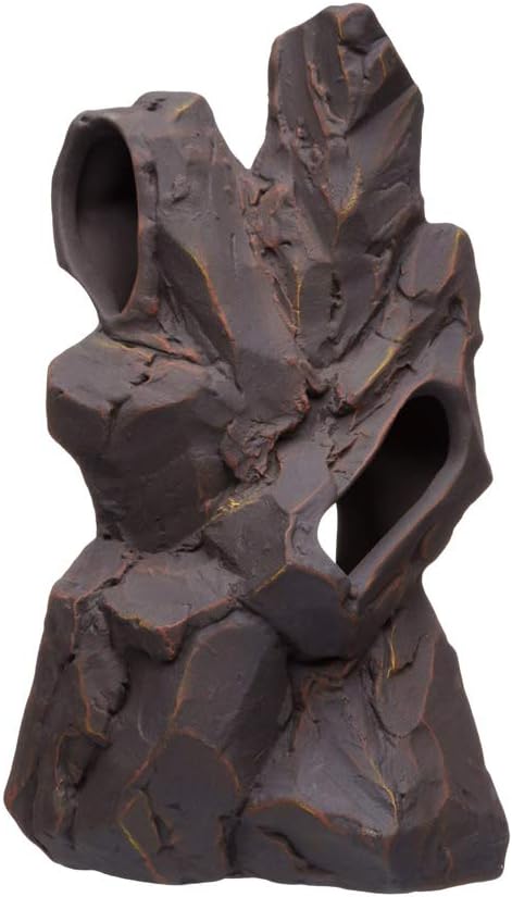 Plecoceramics Sheer Cliff Ceramic Rock Stone Decoration - Aquarium Fish Tank Hideway Decor - for Cichlids Plecos Bettas