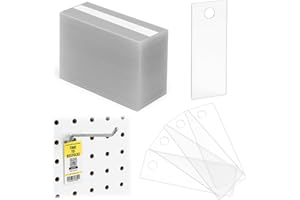 STORE FIXTURES DIRECT Clear Plastic Peg Back Tag Label Holders, Transparent Reorder Replenishment UPC Ticket Tabs for Peg Hooks, Slatwall, Gridwall or Pegboard Hooks, 500 Pack