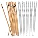 Hiware 10 Pairs Reusable Chopsticks Set Include 5 Pairs Metal Stainless Steel Spiral Chopsticks and 5 Pairs Natural Bamboo Chopsticks 8.8 Inches, Easy to Hold primary
