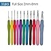 OldShark Crochet Hooks 2mm to 8mm 11 Sizes, Ergonomic Rubber Grip Knitting Needles, with 79 Accessories, Full Size Crochet Kits with Organizer Case, Red