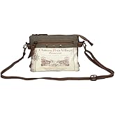 Myra Bag Pomerol 1964 Upcycled Canvas & Leather Small Crossbody Bag S-1241 , Brown , One Size