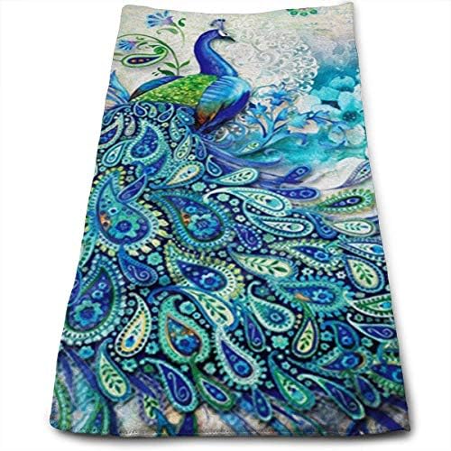 Bath Towels Peacocks and Flowers Face Towels Highly Absorbent Washcloths Multipurpose Towels for Hand Face Gym and Spa 12" X 27.5"