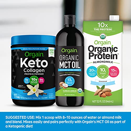 Orgain Keto Collagen Protein Powder with MCT Oil, Vanilla Paleo