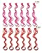 SWACC 12 Pcs Multi-Colors Party Highlights Clip on in Hair Extensions Colored Hair Streak Synthetic Hairpieces (20-Inch Curly, 6 Pcs Hot Pink + 6 Pcs Red)