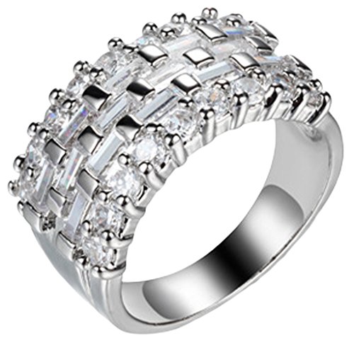 Epinki Women's 18K White Gold Plated Jewelry Finger Rings Unique Intravenous Drip Love CZ,R 1/2