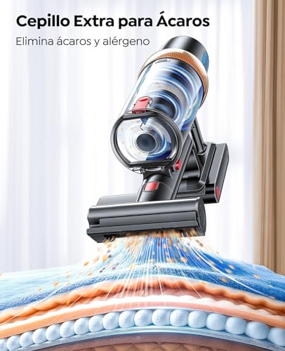 600W/50KPa Cordless Vacuum Cleaner, 65 Mins Autonomy, Vertical Broom Vacuum Cleaner with Anti-Dust Mite Brush, Touch Screen, Aromatic Function, Wall Charging, Anti-Tangle, LED Light, Suitable for Floors/Sofas/Pets