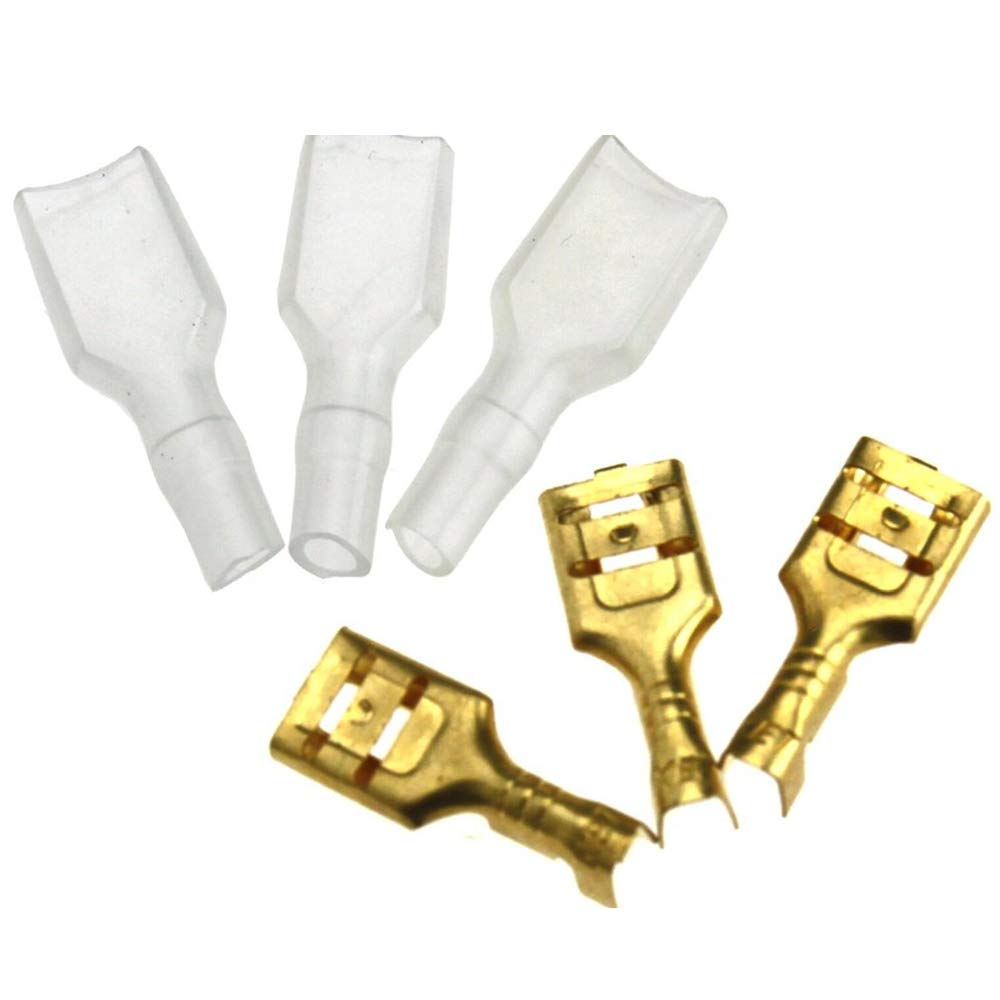 F Season Spade Terminal Set, 6.3 mm Flat Connector, Brass Plastic, Pack of 200