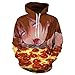 Huech Men's Hoodies Sweatshirt Funny 3D Print Pizza Ahegao Long Sleeve Pullovers Tracksuit T Shirts