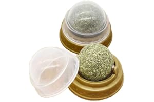 ONCPCARE 2 pcs Catnip Balls, Pure Natural Mint Leaf Rotating Interactive Cat Toys, Cat Removal Hairball Toys Can Be Sticky On Wall, Teeth Cleaning Catmint Toy for Cat, Kitten, Kitty Playing Chewing