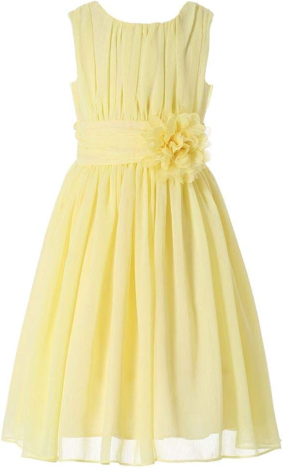 HAPPY ROSEJunior Bridesmaids Little Girls Elegant Ruffle Chiffon Summer Flowers Girls Dresses
