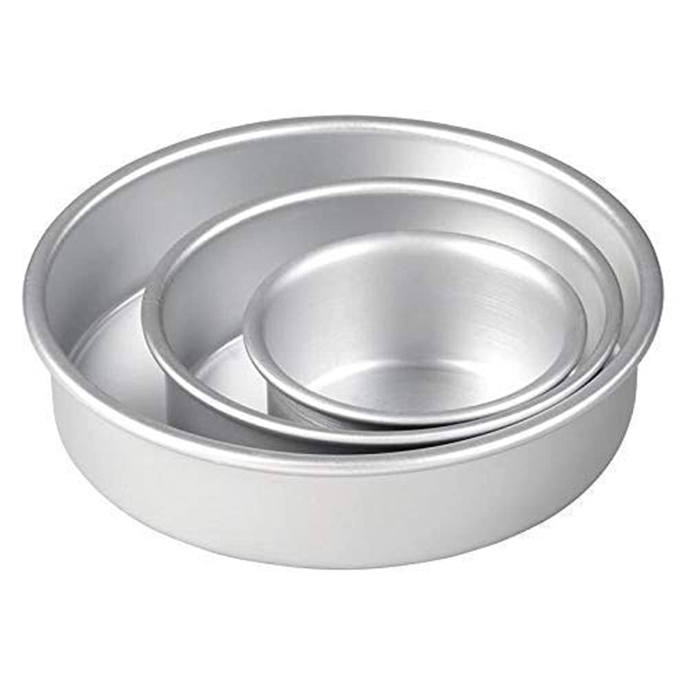 MAFAHH 3Pcs Aluminium Round Shape Cake Mould | Cake Tin | Cake Pan Can be Used in Microwave Oven, OTG, Cooker | Cake Baking and Decorating Tools | Cake Making Supplies | Set of 3 - Silver