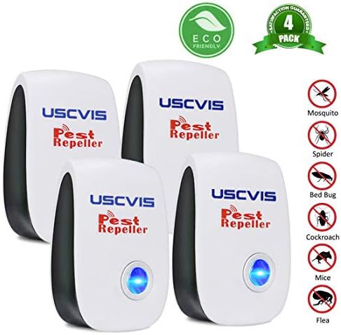 USCVIS Ultrasonic, 4 Pack Electronic Plug in, Indoor Insect Repellent, Pest Anti Mouse, Mosquito, Cockroach, Fies, Roaches, Rats, Mice Control, White