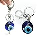 3 Blue Evil Eye Glass Keychain Ring Turkish Nazar Hamsa Good Luck Charm Amulet