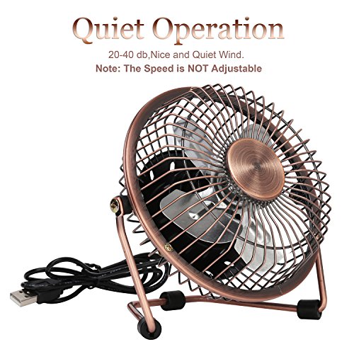 GLAMOURIC Small USB Desk Fan Mini Metal Personal Fan Retro Design