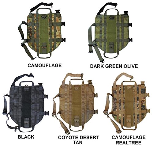 TACTICAL DOG VEST HARNESS K9 MOLLE HUNTING MILITARY HOOK AND LOOP PATCH PANEL XS, S, M, L, XL (COYOTE DESERT TAN, S: Chest up to 19") - Thumbnail 5