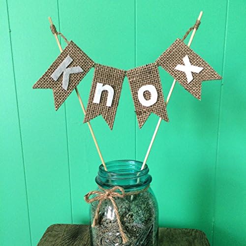 Burlap Flag Cake Topper-Choose Your Colors-Personalize with Name