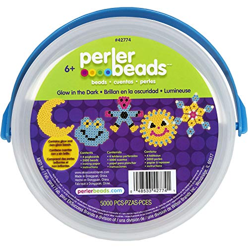 Perler Beads Glow in The Dark Multicolor Fuse Bead Bucket Kit, 5000pcs