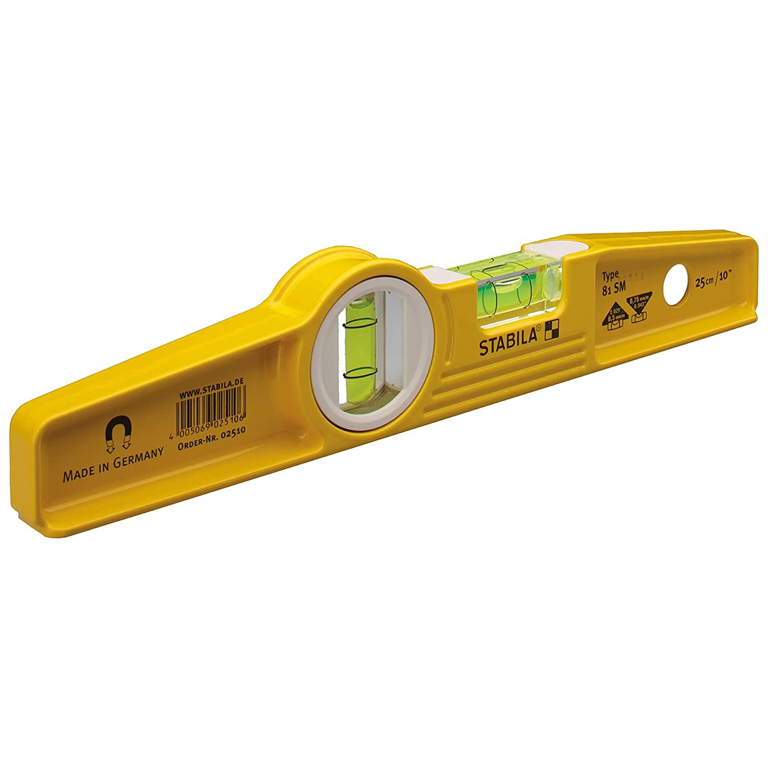 Stabila TYPE81SREM 25cm/10-inch Rare Earth Magnetic Spirit Level