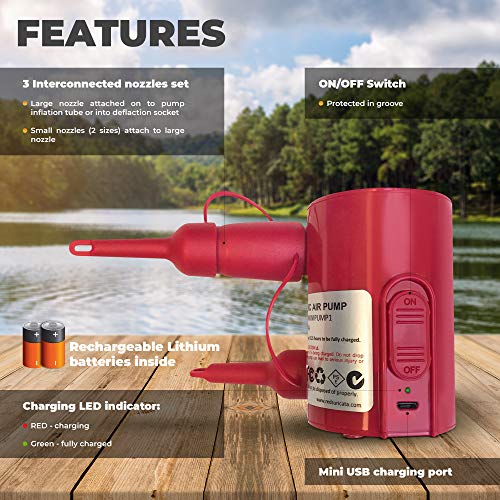 Red Suricata Rechargeable Air Pump Mini Electric Air Pump for