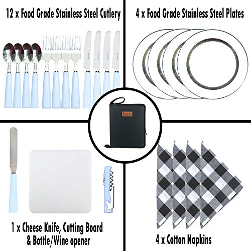 Camping Silverware Set with Case, 23 Pcs Camping Mess Kit with