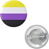 Gender NonBinary Pride Flag Pin 1.5” Round Circle Shape Metal Button Pin Badge Pinback 1.5 inch Pin 38 mm 3.8 cm