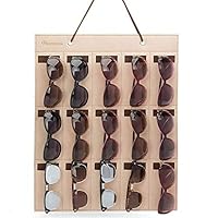 Sanmubo 15 Slots Eyeglasses Wall Organizer Glasses Sunglasses Organizer Wall Mounted Sunglasses Organizer Storage Hanging for Women Man