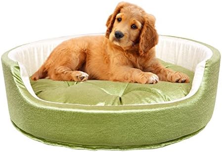 Moodmax Round Velvet Sofa/Bed For Dogs And Cats-X-Large (Green)