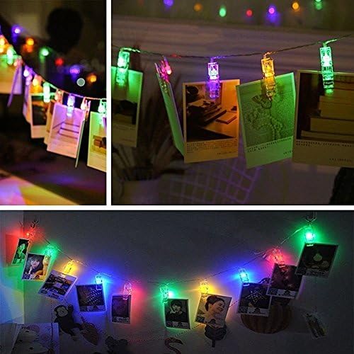 HiSayee Waterproof LED Photo String Lights 20 Photo Clips Battery Powered Fairy Twinkle Lights, Wedding Party Christmas Home Decor Lights for Hanging Photos, Cards and Artwork (7.2 Ft, Multi-color)