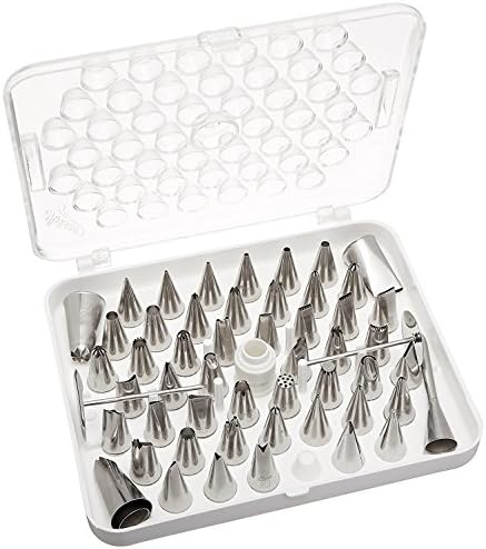 JKgoods 52 Pcs Stainless Steel cream Nozzles Kit for Cake Cookies Cupcake Decorating Frosting Icing Tips Baking Tools with Flower Nail Pastry Storage Box