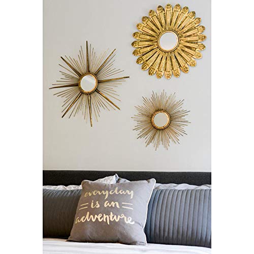 Sunburst Metal Wall Mirror Set of 3, Wall Mirrors for Room Decor & Home Décor, Round Mirrors