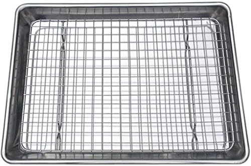 Checkered Chef Baking Sheet Pan and Cooling Rack - Quarter Sheet, 13" x 10" Aluminum Cookie Sheets and Stainless Steel Wire Rack for Baking