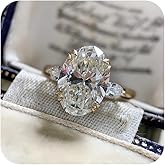 14K Gold Plated Huge Engagement Rings for Women,Oval Cut 4.5 Carats Shiny Solitaire CZ Crystal Diamond Butterfly Ring Engagement Wedding Party Band Ring Size 8#