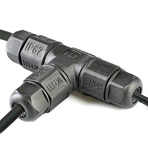 IdealebenÂ® Tech Waterproof T Model Junction Box Connector (3 Pole) Can Cable Gland Sleeve IP67 PG9 Black Plastic Cabel Connector Gland
