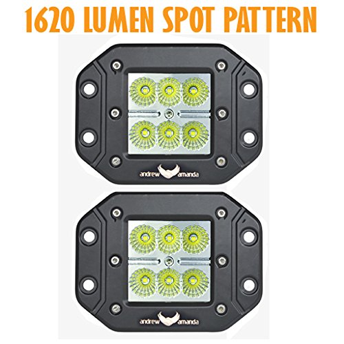2pcs 18W Cree LED Flush mount Off Road SPOT Beam Work Light - 1620 Lumen