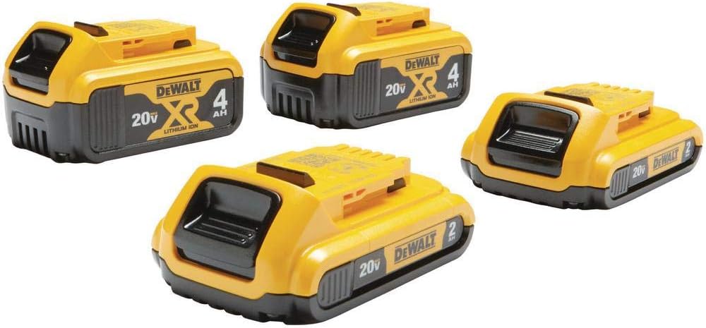 DEWALT 20V MAX Battery, Lithium Ion, 4-Ah & 2-Ah, 4-Pack (DCB3244) - - 
