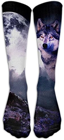 Wolves At The Moon Novelty Compression Casual-socks For Girl Convenient Cute Cartoon Patterned Knee Socks 19 Inches Long Socks