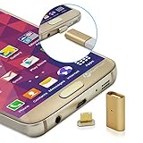 PortPlugs - Magnetic Charger Adapter/ Phone Dust Plug- Micro USB Snap On/Off Instant Power and Data Sync - Compatible with Fast Charging Android Devices (Gold)
