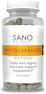 Phytoceramides 350mg Capsules for Hair Skin and Nails - Plant Derived Skin Supplement, Vegan, Easy to Swallow - Made in USA - Sano Naturals