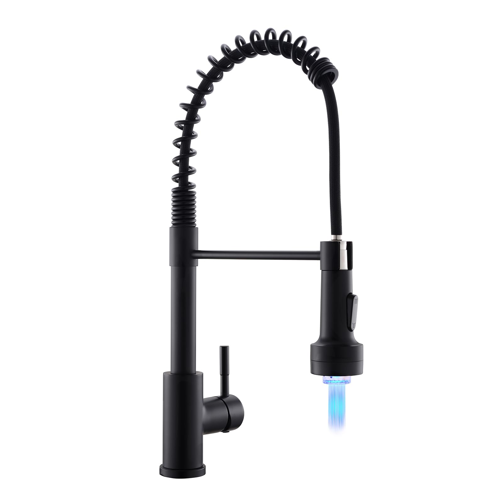 GIMILI Black Kitchen Faucet with Pull Down Sprayer Single Hole Stainless Steel LED Faucet, Suitable for Farmhouses, RV, Laundry Room, Outdoor, and Campers. Llave para fregadero de cocina