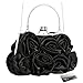 kilofly Missy K 7 Roses Clutch Purse, Satin, with Clasp Closure - Black Money Clip