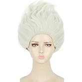 yuehong Adult Short White Fluffy Witch Wig Anime Cosplay Costume Heat Resistant Hair Halloween Cosplay Costume Wig