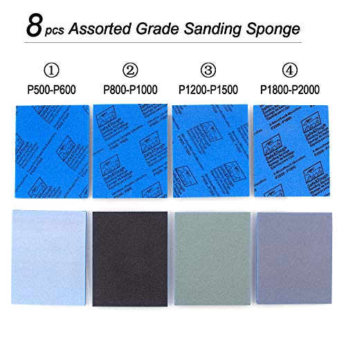 Sandpaper，Wet Dry Waterproof Sand Paper with Sanding Sponge, 90 Pcs 400
